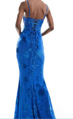 Sexy Mermaid Spaghetti Straps Royal Blue Long Evening Dress Party Dress Prom Dress