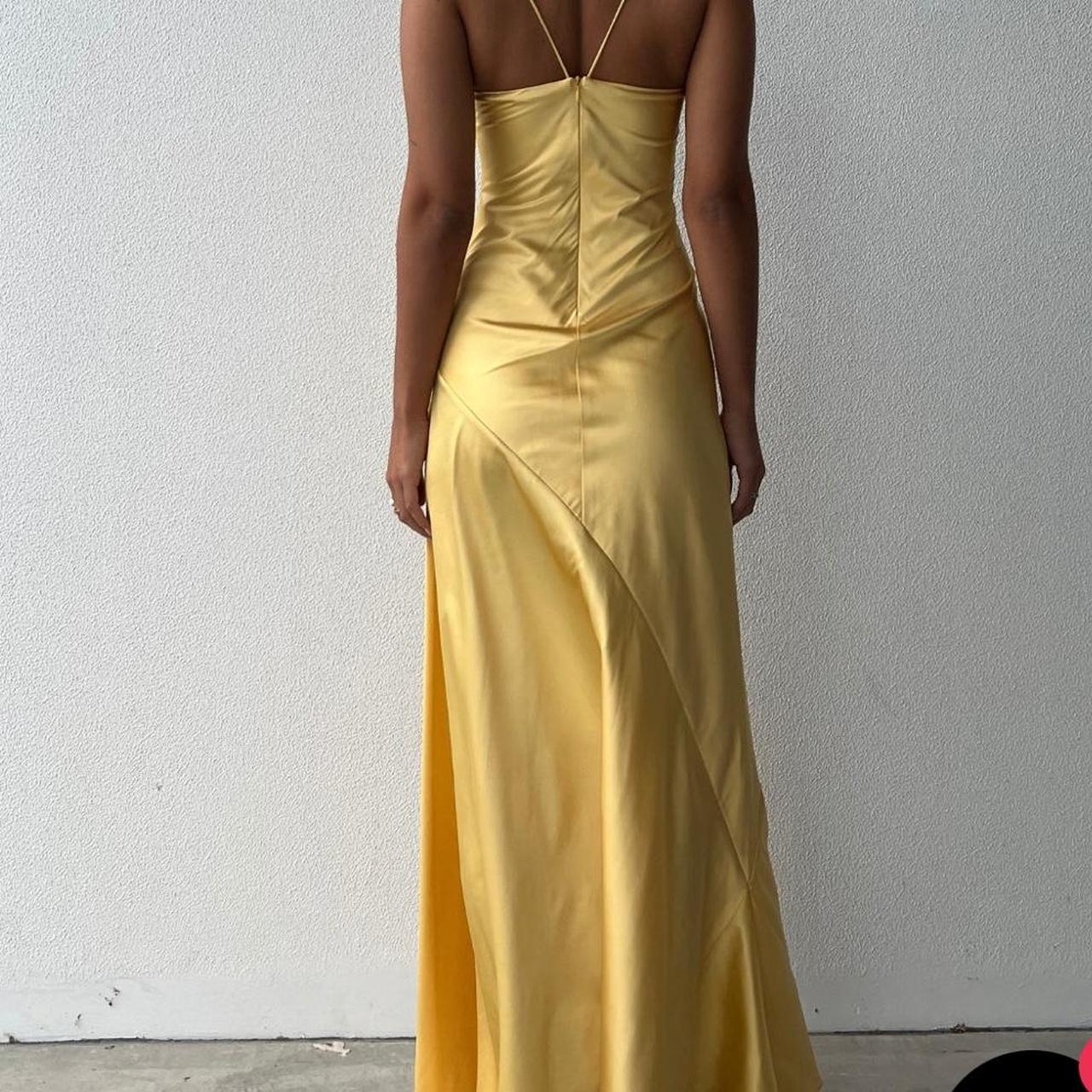 Sexy Mermaid Spaghetti Straps Sleeveless Party Dress Yellow Prom Dress
