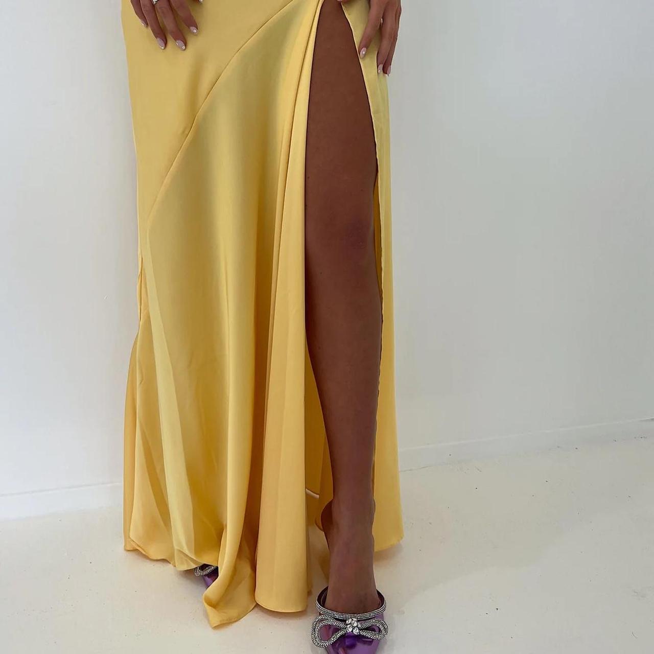 Sexy Mermaid Spaghetti Straps Sleeveless Party Dress Yellow Prom Dress