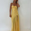 Sexy Mermaid Spaghetti Straps Sleeveless Party Dress Yellow Prom Dress