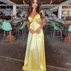 Sexy Mermaid Spaghetti Straps Yellow Prom Dress 21Th Birthday Outfit