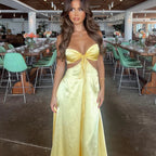 Sexy Mermaid Spaghetti Straps Yellow Prom Dress 21Th Birthday Outfit