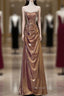 Sexy Mermaid Strapless Sequin Brown Long Prom Dress