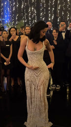Sexy Mermaid Straps Champagne Sequin Long Prom Dress Inspiration Prom Dress Senior Graduation Dress
