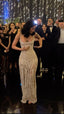Sexy Mermaid Straps Champagne Sequin Long Prom Dress Inspiration Prom Dress Senior Graduation Dress