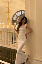Sexy Mermaid Straps White Sleeveless Date Night Dress Prom Dresses Birthday Outfits