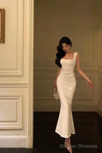 Sexy Mermaid Straps White Sleeveless Date Night Dress Prom Dresses Birthday Outfits