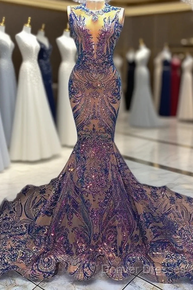 Sexy Mermaid Style Sequin African Women Black Girls Gala Celebrity Prom Party Night Gowns Main image