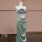 Sexy Mermaid Sweetheart Green Long Evening Dress Satin Prom Dress