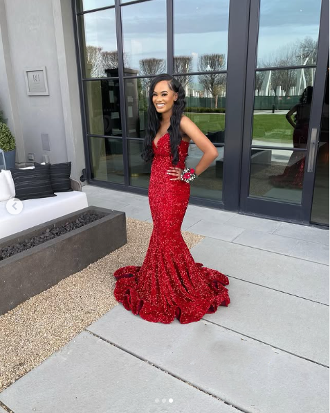 Sexy Mermaid Sweetheart Neckline Sequin Black Girl Red Evening Gown Prom Dress