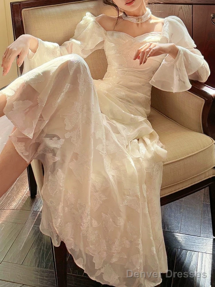 Sexy Mermaid Sweetheart Neckline White Lace Ruffles Long Evening Dress Prom Dresses