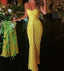 Sexy Mermaid Sweetheart Ruffles Yellow Prom Dress Weddingh Guest Dress