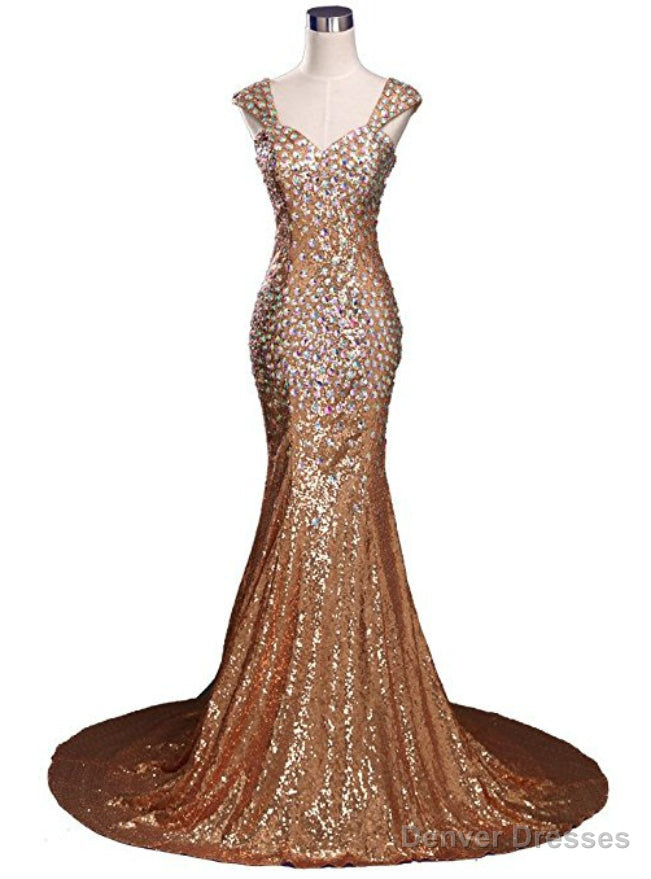 Sexy Mermaid V-neck Sequins Crystal Floor Length Prom Dress Main image
