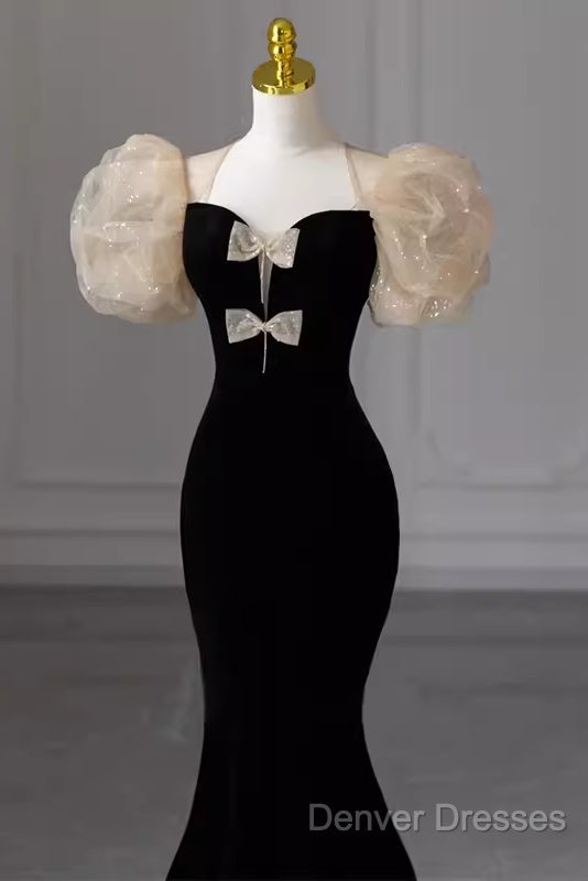 Sexy Mermaid Velvet Party Dress Black Prom Dress Secondary image
