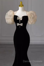 Sexy Mermaid Velvet Party Dress Black Prom Dress