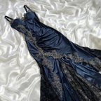 Sexy Navy Blue Mermaid Lace Prom Dress Party Dress
