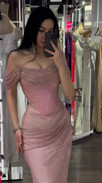 Sexy Off-Shoulder Sleeveless Mermaid Satin Long Evening Prom Dress