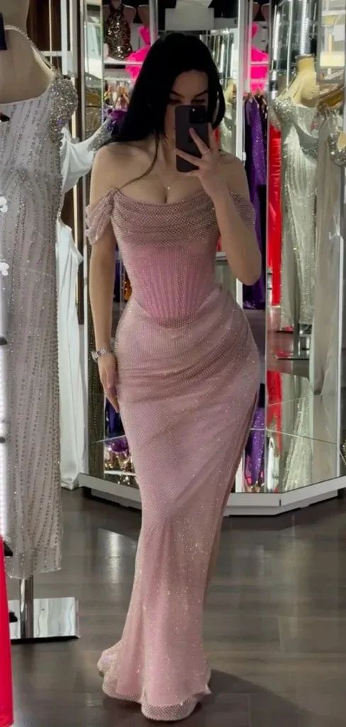 Sexy Off-Shoulder Sleeveless Mermaid Satin Long Evening Prom Dress
