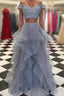 Sexy Off-The-Shoulder Tulle Floor-Length Sequined Prom Dress