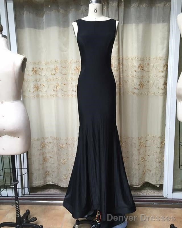 Sexy Open Back Long Jersey Mermaid Evening Dresses Court Train Prom Gowns Main image