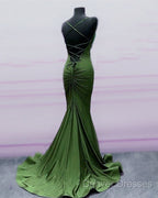 Sexy Open Back Mermaid Bridesmaid Dress Spaghetti Straps