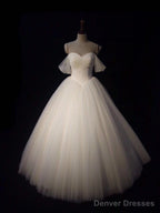 Sexy Pleated Sweetheart Tulle Ball Gowns Wedding Dresses Off-The-Shoulder