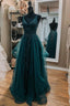 V Neck Open Back Dark Green Lace Beaded Long Prom Dress, Dark Green Lace Formal Dress, Dark Green Evening Dress