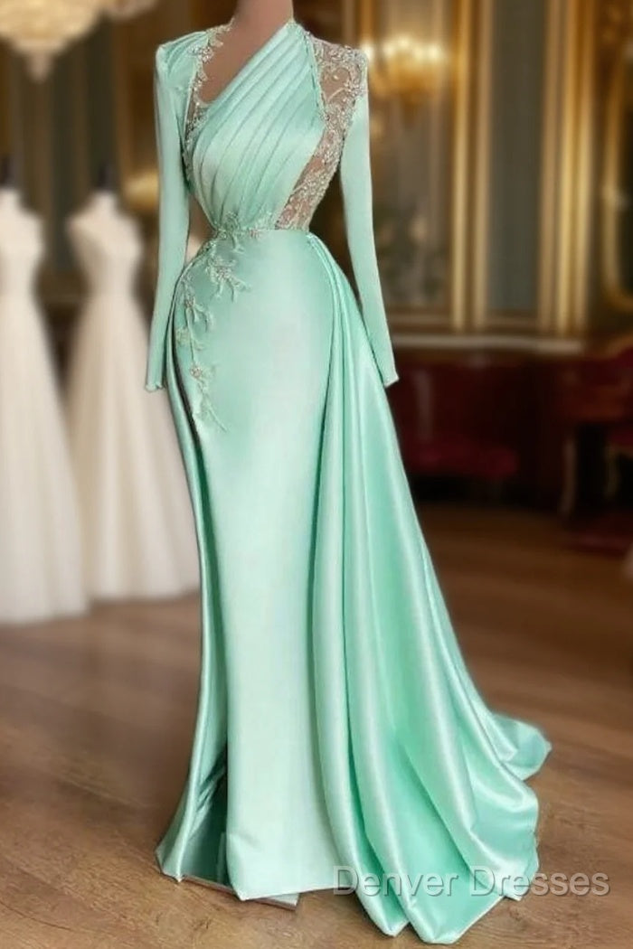 Sexy Prom Dress Plus Size Arabic Aso Ebi Mermaid Prom Dress Lace Beaded Illusion Satin Floor Length Party Evening Wear