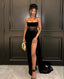 Sexy Prom Dress Strapless Slit Black Prom Dress Birthday Outfits