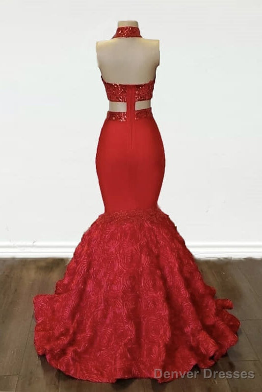 Sexy Red Applique Rosette Mermaid Prom Dresses Secondary image
