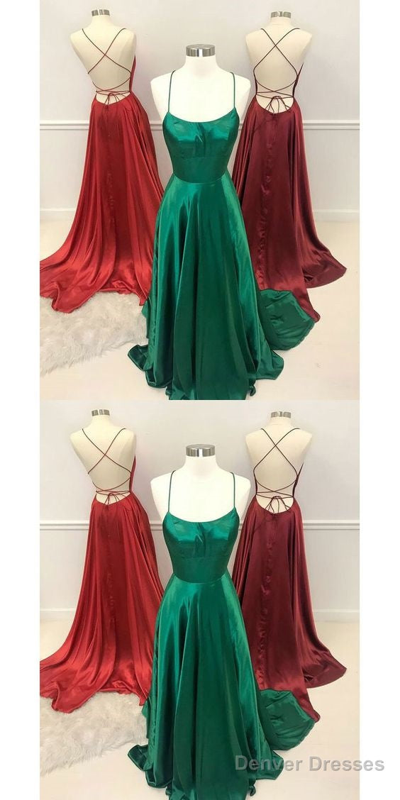 Sexy Red/Green/Burgundy Long Criss Cross Prom Dresses Main image