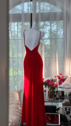 Sexy Red Halter Neck Beaded Backless Chiffon Prom Dress