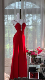 Sexy Red Halter Neck Beaded Backless Chiffon Prom Dress