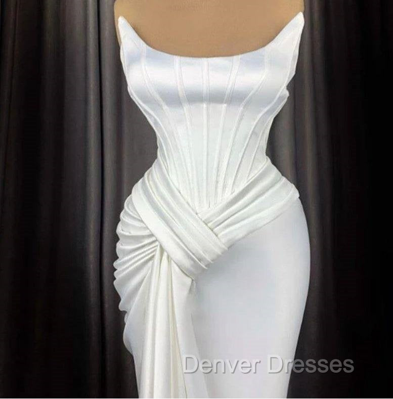 Sexy Robe De Soiree Mermaid Scoop Floor Length Satin Slit Long Prom Dress Prom Gown Evening Dress