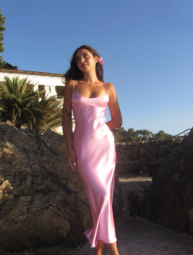 Pink Spaghetti Strap Long Prom Dress