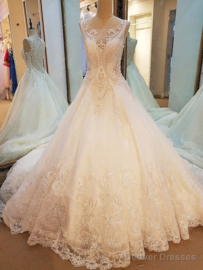 Sexy See Trough Back Sleeveless Ball Gown Weddings Dress Main image