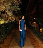 Sexy Sheath Blue Evening Gown Prom Party Dress