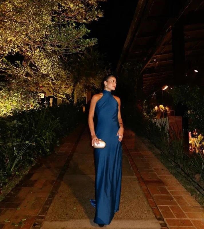 Sexy Sheath Blue Evening Gown Prom Party Dress