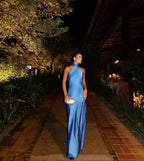Sexy Sheath Blue Evening Gown Prom Party Dress