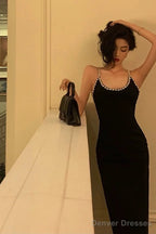 Sexy Sheath Halter Black Backless Knee Length Prom Dresses Birthday Outfits