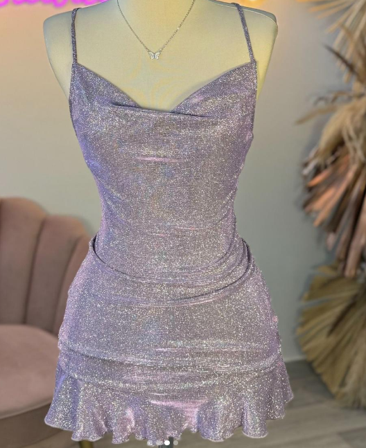 Sexy Sheath Halter Sequin Tight Grape Formal Homecoming Dress 8Th Grad Dance Graduation Dress Short Birthday Outfits Hoco Dress