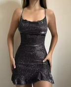 Sexy Sheath Halter Sequin Tight Grape Formal Homecoming Dress 8Th Grad Dance Graduation Dress Short Birthday Outfits Hoco Dress