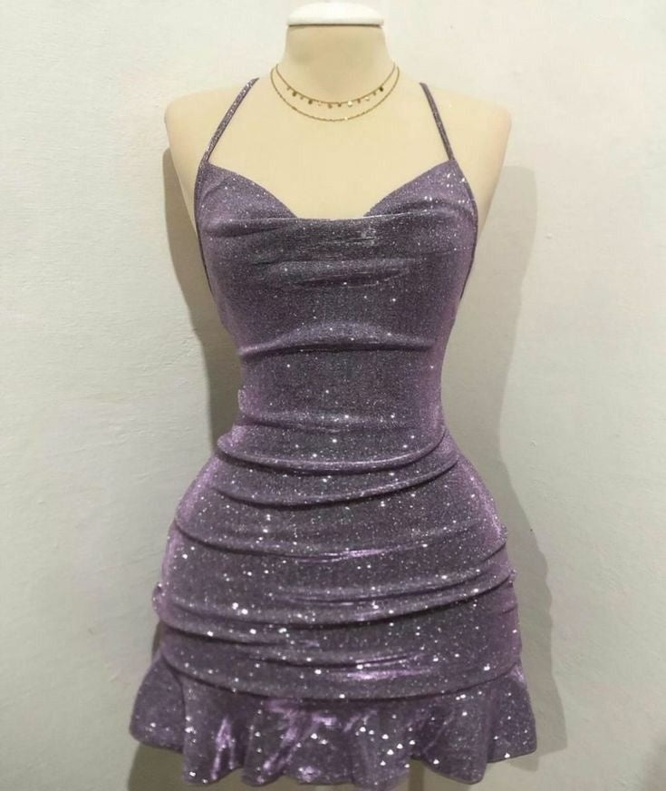Sexy Sheath Halter Sequin Tight Grape Formal Homecoming Dress 8Th Grad Dance Graduation Dress Short Birthday Outfits Hoco Dress Main image