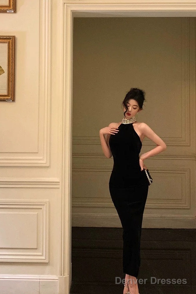 Sexy Sheath High Neckline Black Beads Ankle Length Prom Dresses Birthday Dress Secondary image