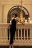 Sexy Sheath High Neckline Black Beads Ankle Length Prom Dresses Birthday Dress