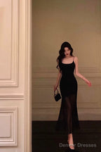 Sexy Sheath Mermaid Black Pleated Prom Dresses Birthday Outfits Evening Gown