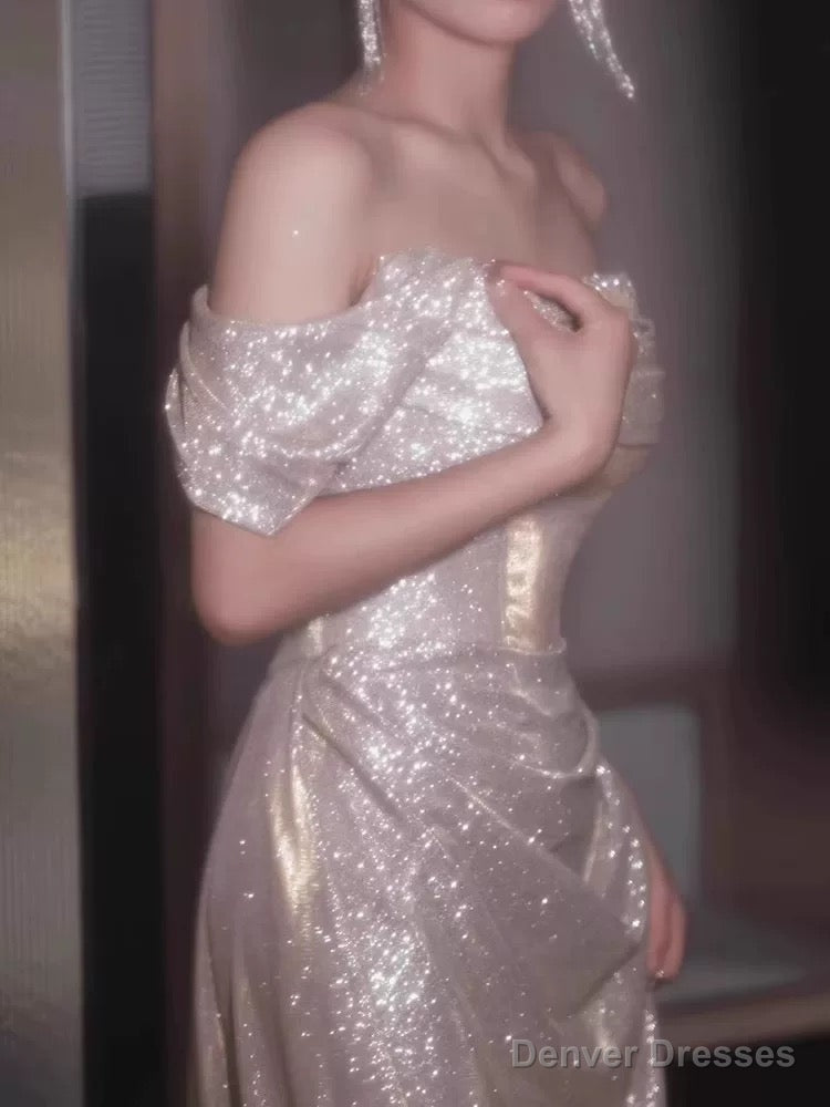 Sexy Sheath Off The Shoulder Sequin Long Evening Dress Prom Dresses Birthday Outfits