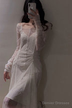 Sexy Sheath Off The Shoulder White Lace Beach Dress WomenS Vacation Dresses Birthday Dress
