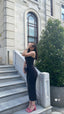 Sexy Sheath One Shoulder Black Bodycon Outfit Inspo Long Modest Prom Dress Formal Party Gowns For Women