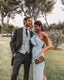Sexy Sheath One Shoulder Light Sky Blue Long Prom Dress
